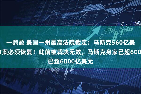 一鼎盈 美国一州最高法院裁定：马斯克560亿美元薪酬方案必须恢复！此前被裁决无效，马斯克身家已超6000亿美元